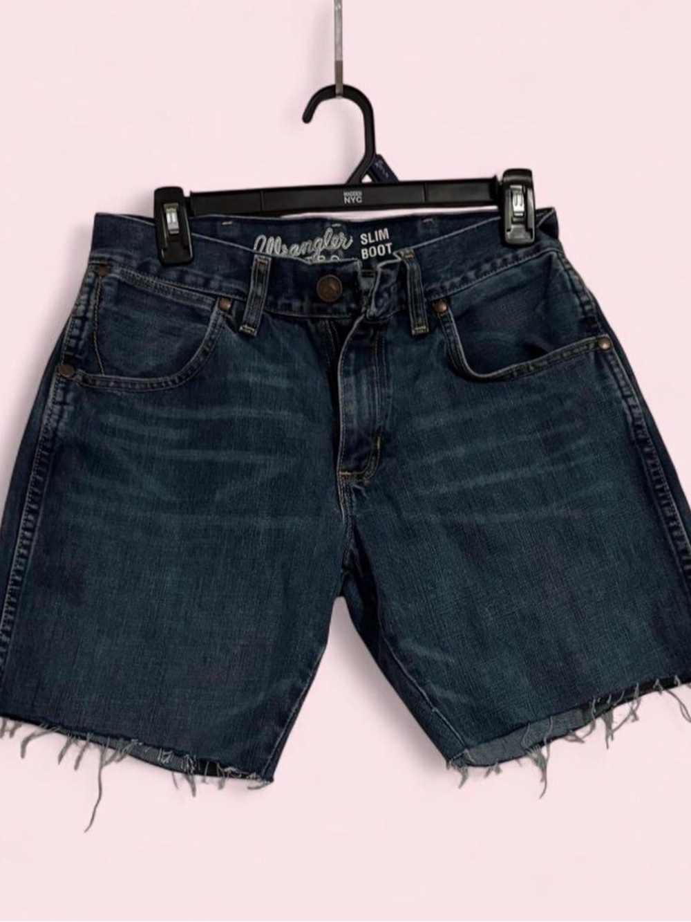 Wrangler Dark Blue Denim Cutoff Slim Boot Men's Shorts
